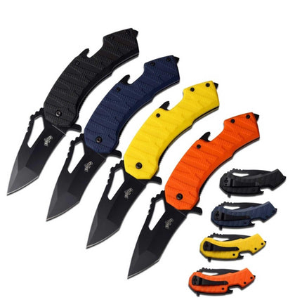 Master USA Knives - Tanto Steel Blade 4 Color Spring Assisted, Dozen Pack | MU-A058 ,