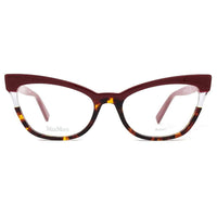 Max Mara Women's Eyeglasses - Burgundy Havana Plastic Frame | MM1327-0YDC-53-18-145 ,