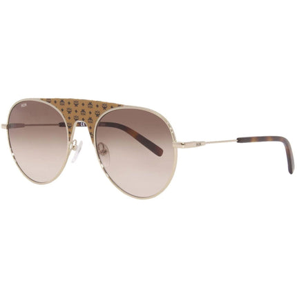 MCM Unisex Sunglasses - Cognac/Silver/Havana Aviator Shaped Metal Frame | 150SL 254 ,