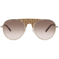 MCM Unisex Sunglasses - Cognac/Silver/Havana Aviator Shaped Metal Frame | 150SL 254 ,