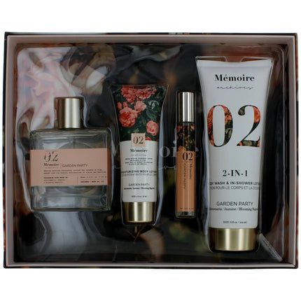 Memoire Archives Unisex Gift Set - Garden Party Fresh Floral Fragrance Notes, 4 Piece ,