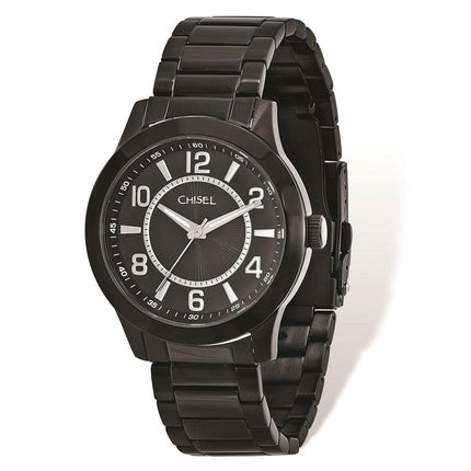 Mens Chisel Black IP-plated Stainless Steel Black Dial Watch ,