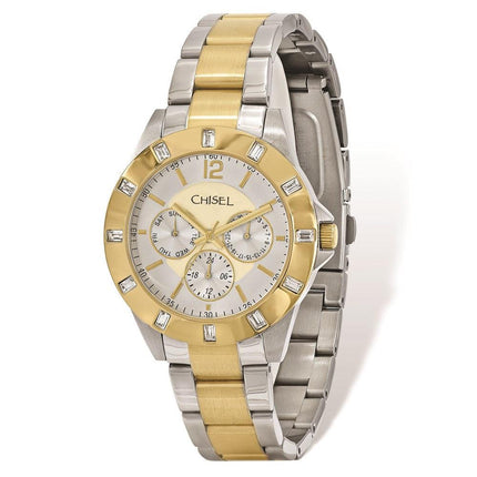 Mens Chisel IP-plated 2-tone Stainless Steel Silver Dial Watch ,