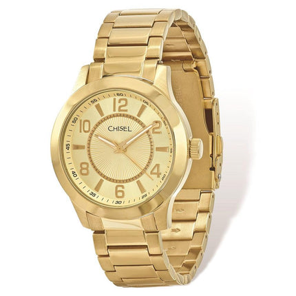 Mens Chisel IP-plated Stainless Steel Gold Dial Watch ,