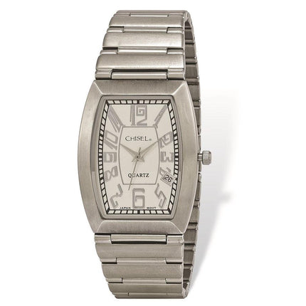 Mens Chisel Stainless Steel White Tonneau Dial Watch ,