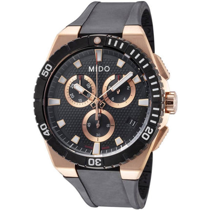 Mido Men's Chrono Watch - Ocean Star Black and Rose Gold Dial Strap | M0234173705100 ,
