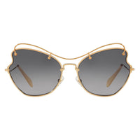Miu Miu Women's Sunglasses - Antique Gold Metal Frame Grey Lenses | 56RS-7OE3E265 ,
