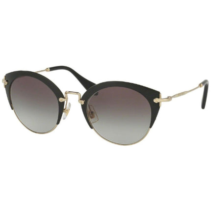 Miu Miu Women's Sunglasses - Black Pale Gold Metal Frame Grey Lens | 53RS-1AB0A752 ,
