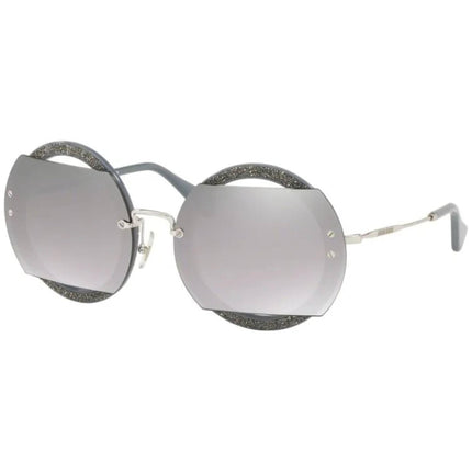 Miu Miu Women's Sunglasses - Grey Full Rim Round Frame | MIU MIU 0MU 06SS C8O1A063 ,