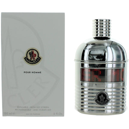 Moncler Men's EDP Spray - Pine Heart Note Refillable Bottle with LED Screen, 5 oz ,