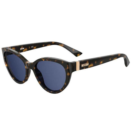 Moschino Women's Sunglasses - Blue Lens Dark Havana Acetate Frame | MOS065/S 0086 KU ,