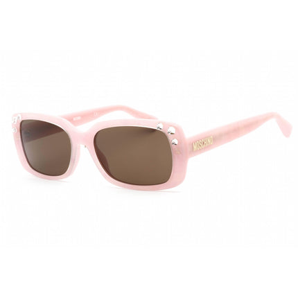 Moschino Women's Sunglasses - Pink Rectangular Frame Brown Lens | MOS107/S 035J 70 ,