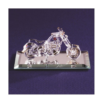 Motorcycle with Crystal Accents Glass Figurine ,