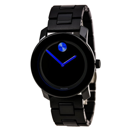Movado 3600099 Unisex Bold Black Dial Black Plastic & Steel Bracelet Swiss Watch ,