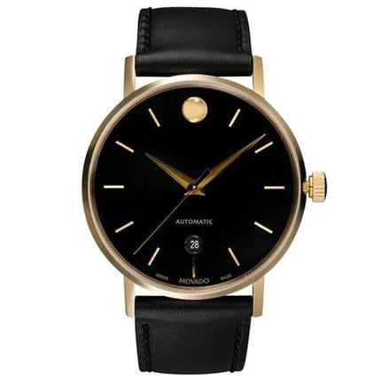 Movado Men's Automatic Watch - Museum Classic Black Dial Leather Strap | 0607300 ,