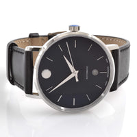 Movado Men's Automatic Watch - Museum Classic Blue Dial Black Leather Strap | 0607299 ,