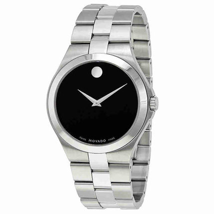 Movado Men's Bracelet Watch - Serio Swiss Quartz Black Dial Stainless Steel | 0606555 ,