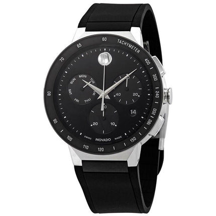 Movado Men's Chronograph Watch - Sapphire Black Dial Rubber Strap | 0607240 ,