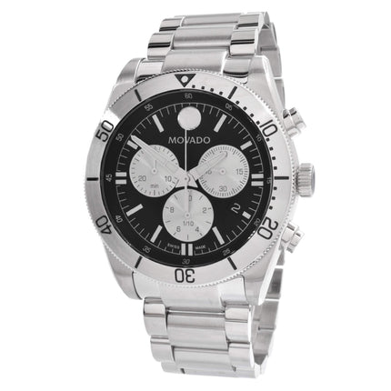 Movado Men's Chronograph Watch - Sport Black and Silver Tone Dial Bracelet | 0607439 ,