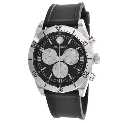 Movado Men's Chronograph Watch - Sport Black and Silver Tone Dial Strap | 0607438 ,