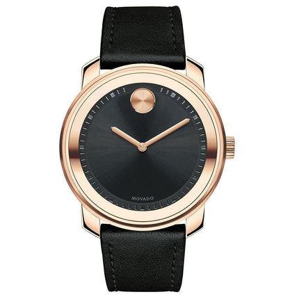 Movado Men's Quartz Watch - Bold Black Dial Black Leather Strap | 3600376 ,
