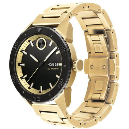 Movado Men's Quartz Watch - Bold Black Dial Yellow Gold Bracelet | 3600605 ,
