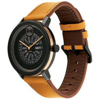 Movado Men's Quartz Watch - Bold Evolution Black Dial Brown Leather Strap | 3600781 ,