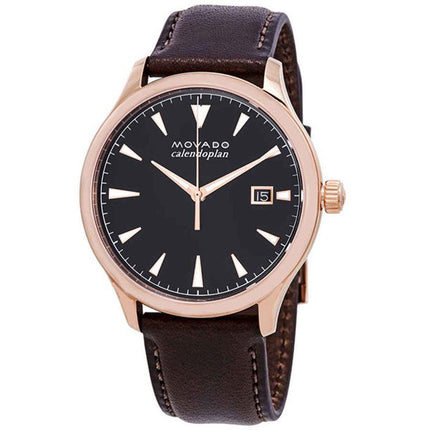 Movado Men's Quartz Watch - Heritage Black Dial Brown Leather Strap | 3650020 ,