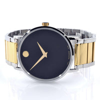 Movado Men's Quartz Watch - Museum Classic Black Dial Two Tone Bracelet | 0607217 ,