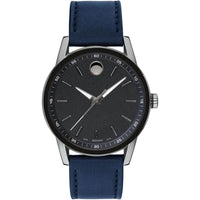 Movado Men's Quartz Watch - Museum Sport Gunmetal Case Midnight Navy Strap | 0607263 ,