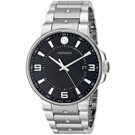 Movado Men's Quartz Watch - SE Pilot Black Dial Silver Tone Bracelet | 0606761 ,