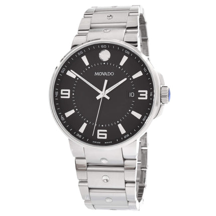 Movado Men's Quartz Watch - SE Pilot Black Dial Stainless Steel Bracelet | 0607412 ,