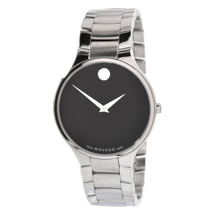 Movado Men's Quartz Watch - Serio Black Dial Stainless Steel Bracelet | 0607283 ,