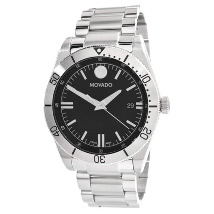 Movado Men's Quartz Watch - Sport Black Dial Stainless Steel Bracelet | 0607435 ,