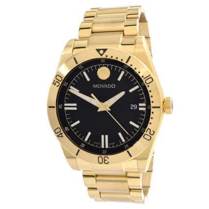 Movado Men's Quartz Watch - Sport Black Dial Yellow Gold Tone Bracelet | 0607436 ,
