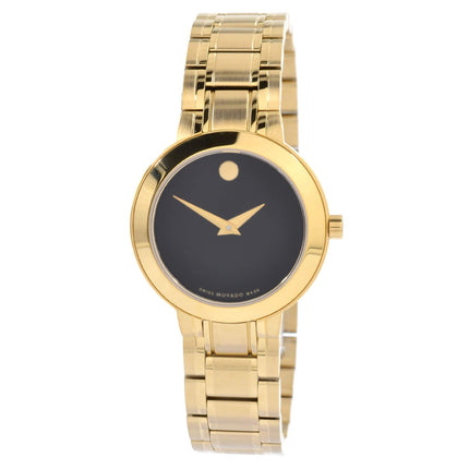 Movado Men's Quartz Watch - Stiri Black Dial Yellow Gold Bracelet | 0607282 ,
