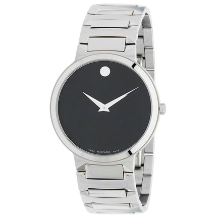 Movado Men's Quartz Watch - Temo Black Dial Silver Stainless Steel Bracelet | 0607292 ,