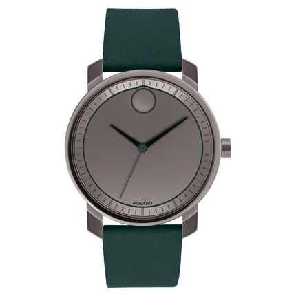 Movado Men's Quartz Watch - Trend Dark Gunmetal Dial Green Leather Strap | 3600570 ,