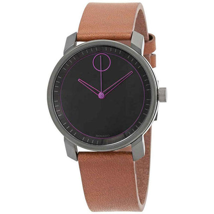 Movado Men's Strap Watch - Bold Swiss Quartz Black Dial Brown Leather | 3600488 ,