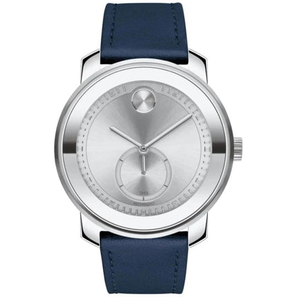 Movado Men's Watch - Bold Trend Quartz Silver Tone Dial Navy Leather Strap | 3600769 ,
