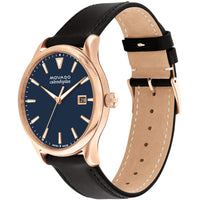 Movado Men's Watch - Heritage Calendoplan Deep Blue Dial Black Leather Strap | 3650158 ,