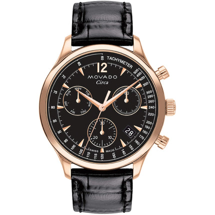 Movado Men's Watch - Heritage Circa Chronograph Faux Crocodile Leather Strap | 3650133 ,