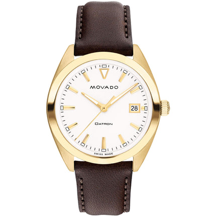 Movado Men's Watch - Heritage Datron Quartz Chocolate Brown Leather Strap | 3650140 ,