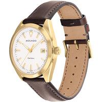 Movado Men's Watch - Heritage Datron Quartz Chocolate Brown Leather Strap | 3650140 ,