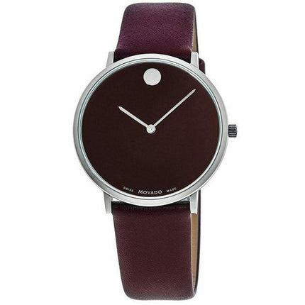 Movado Men's Watch - Modern 47 Silver Tone Case Brown Dial Leather Strap | 0607256 ,