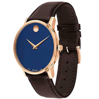Movado Men's Watch - Museum Classic Quartz Yellow Gold Case Brown Strap | 0607316 ,