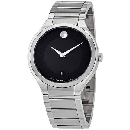 Movado Men's Watch Quadro Black Dial Stainless Steel Bracelet 0607309 ,