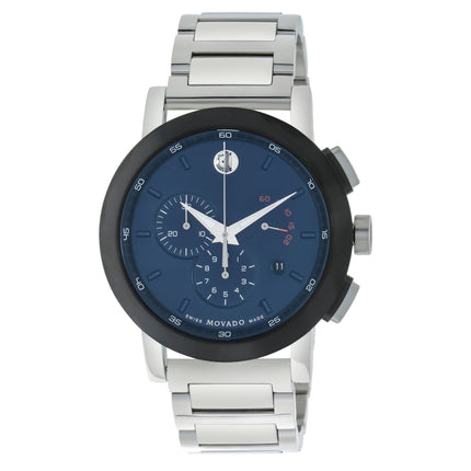 Movado Museum Blue Dial Stainless Steel Chronograph Men's Quartz Watch 607485 ,