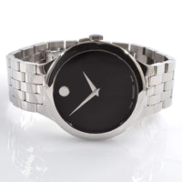 Movado Unisex Quartz Watch - Veturi Black Dial Silver Tone Case Bracelet | 0607415 ,