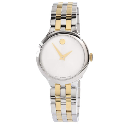 Movado Unisex Quartz Watch - Veturi Silver Tone Dial Two Tone Bracelet | 0607496 ,